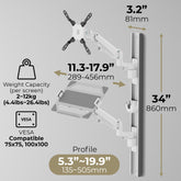 ZeboZap ZLTV8022 Wall Monitor & Laptop Mount with Keyboard Tray, 17"-43", White